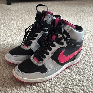 Nike Sky High Wedge Women's Sneakers Silver Pink 629746-006 Size 7